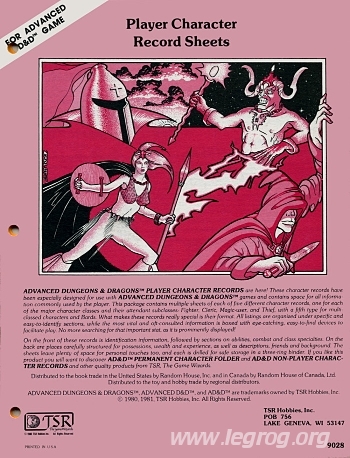 Couverture de Player Character Record Sheets