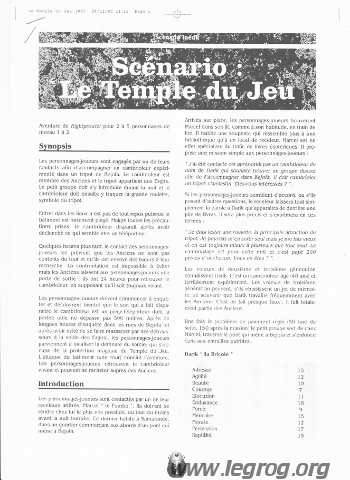 Couverture de Temple du Jeu (Le)