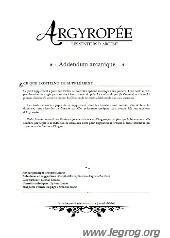 Couverture de Addendum Arcanique