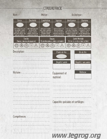 Couverture de Feuilles de Personnage