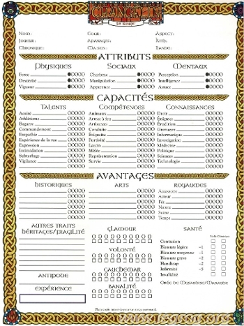 Couverture de Bloc de Feuilles de Personnage