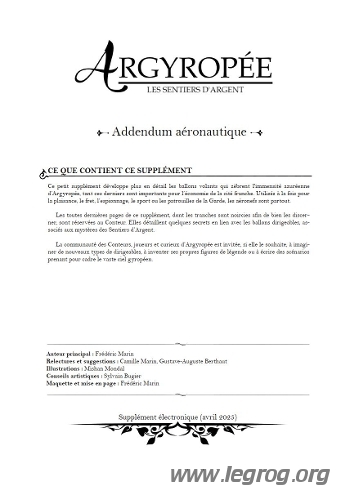 Couverture de Addendum Aéronautique