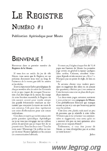 Couverture de Registre Numéro #1 (Le)