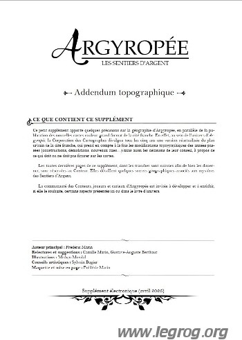 Couverture de Addendum Topographique