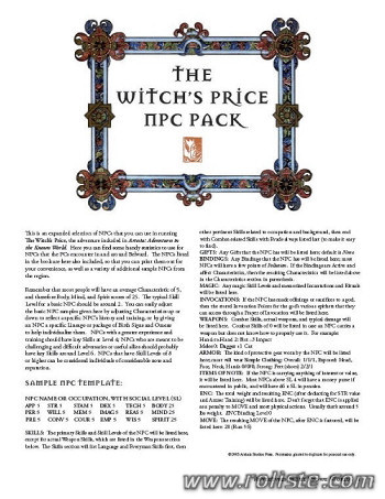 Couverture de Witch's Price NPC Pack (The)